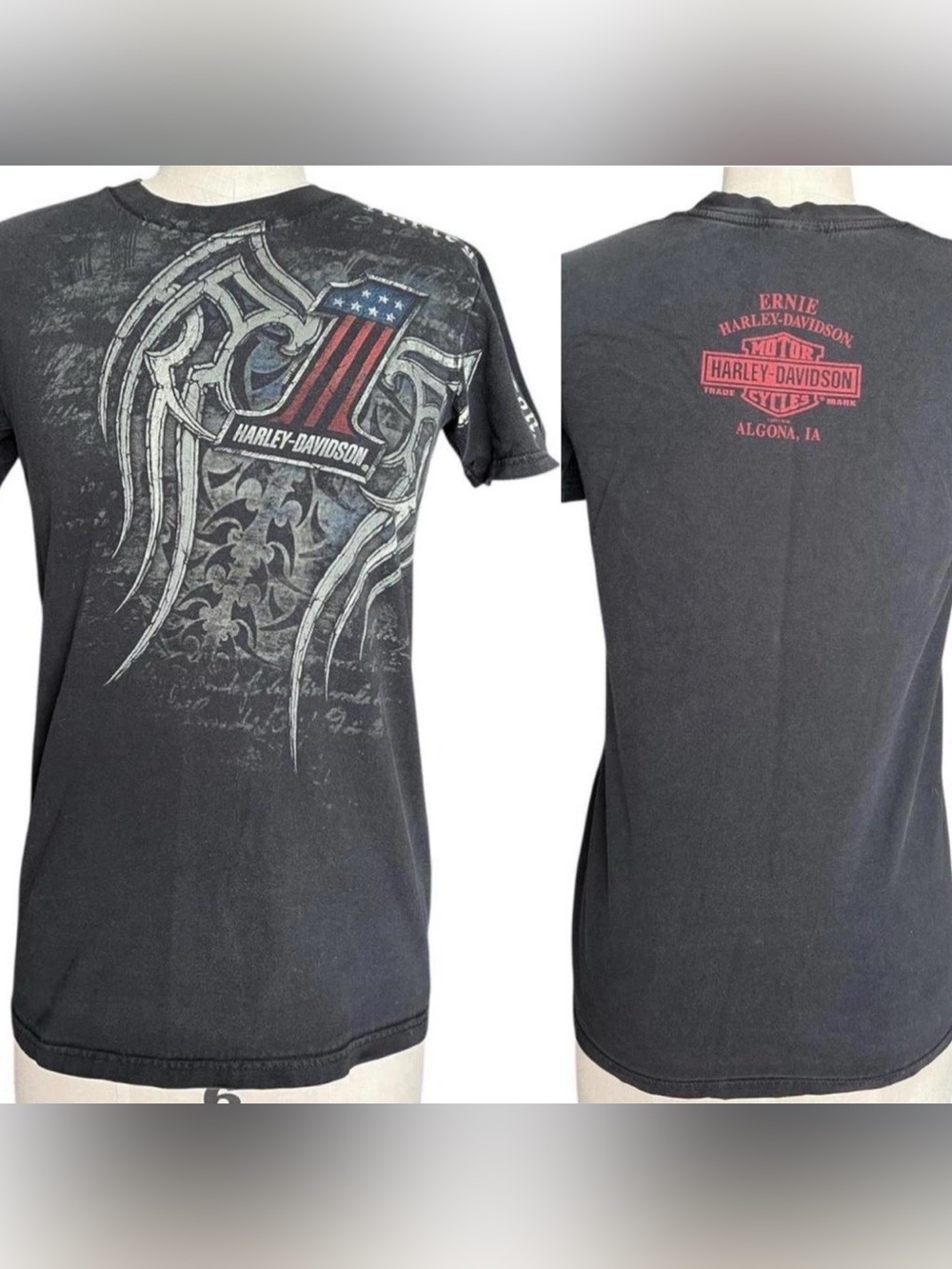 Harley Davidson Black Skeleton Wing Tee Small EVC